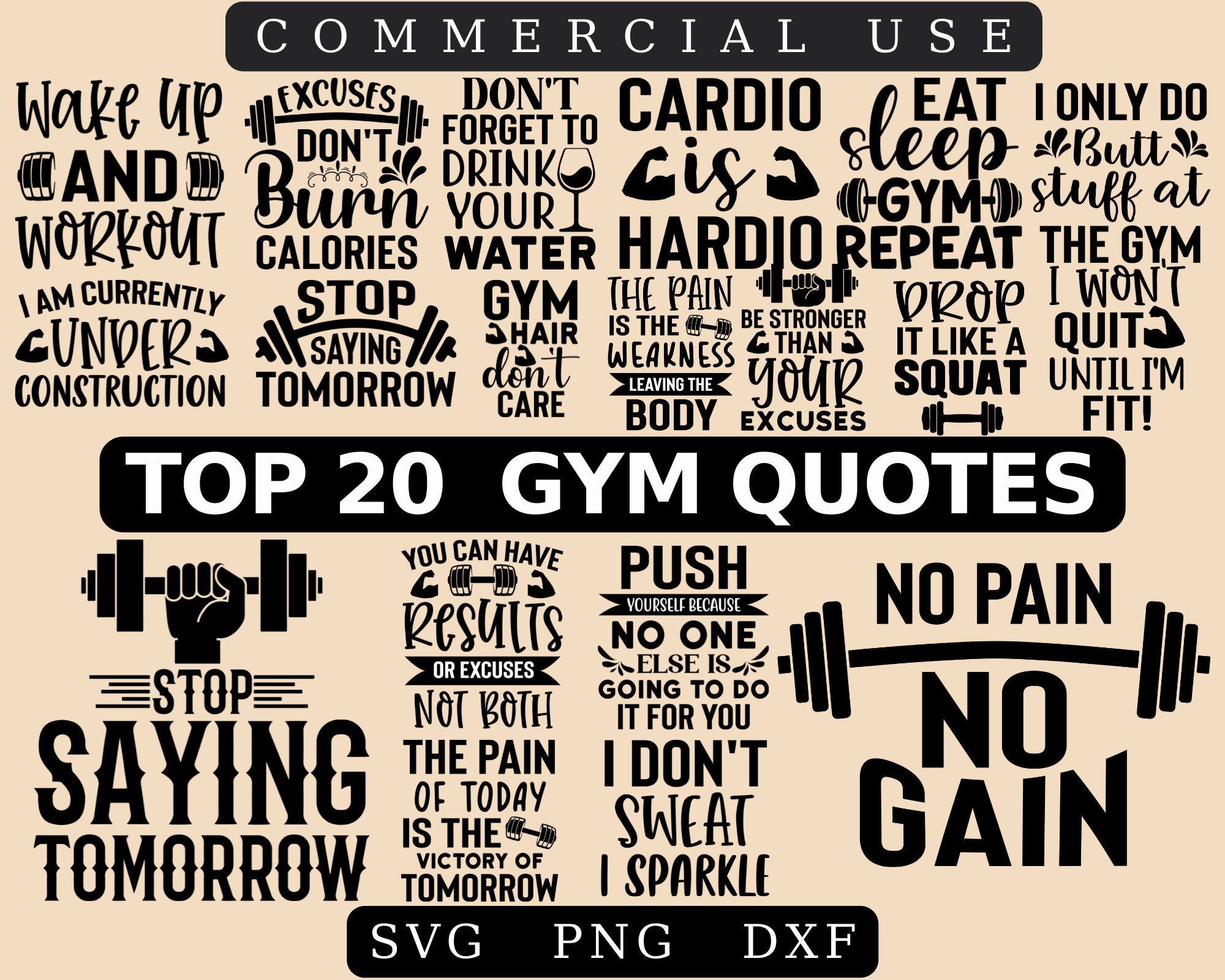 Workout SVG Bundle Gym SVG Bundle Fitness SVG Exercise Etsy