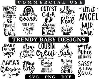 Baby SVG Bundle: Onesie Quotes, Newborn Designs (Digital Download)