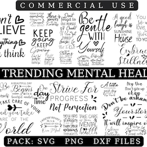 Trending geestelijke gezondheid SVG Bundel - Inspirerende Motiverende SVG - Positief - Cut Files for Cricut - Silhouet - Digitale download