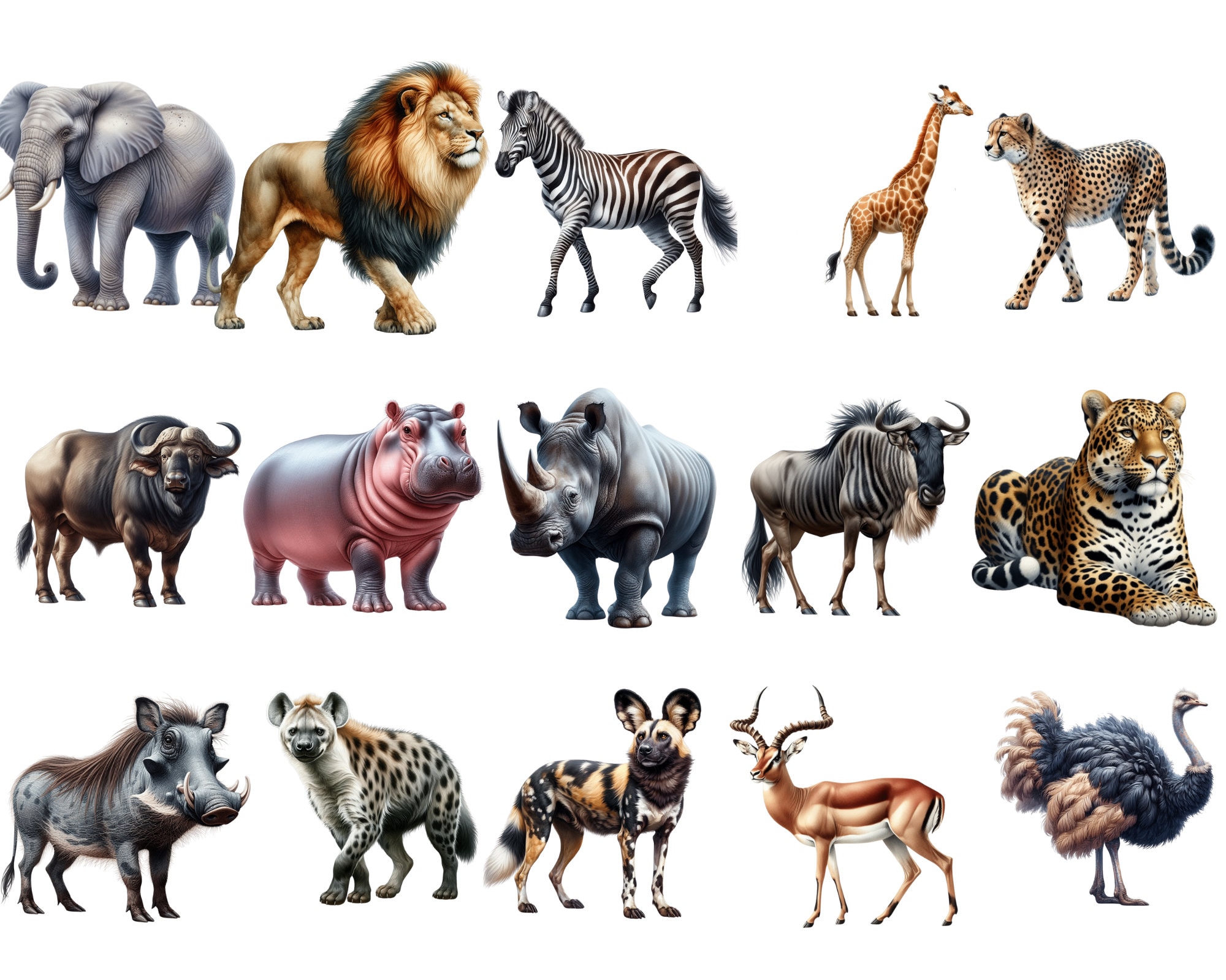 Watercolor Safari Animals Clipart, Safari Family Clipart, Safari Baby Animals, Safari Full Size Animals, Jungle Animals Clipart, Safari PNG