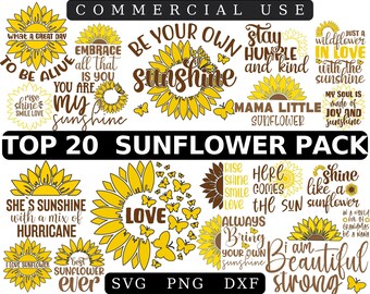Sunflower SVG Bundle: Trending Designs for Cricut, Silhouette (Digital Download)