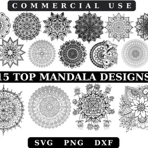 Ensemble SVG monogramme fleur mandala pour silhouette - décoration d'intérieur bricolage - lot de conception de mandala zen - fichiers SVG pour décalcomanies et décoration murale