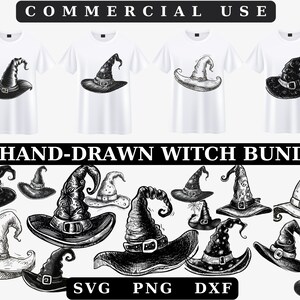 Halloween Witch Hat Clipart Bundle Digital Download Printable Wall Art, Sublimation Designs Instant Download Png Files Clip Art