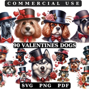 Valentinstag Aquarell Hund Cliparts, Valentinstag Hunde Clipart, süße Hunde zum Valentinstag, Liebe Hunde Clipart, Valentinstag Png, Welpen Png