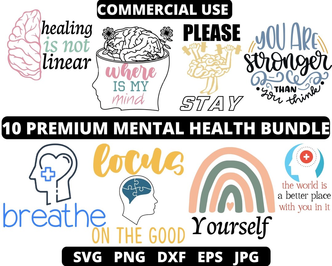 Mental Health Awareness SVG Bundle: Inspirational Positive Cut Files ...