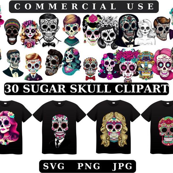 Sugar Skull Png bundle, Colorful Sugar Skull PNG Day of the Dead Instant Digital Download, Digital PNG file for cricut silhouette print file