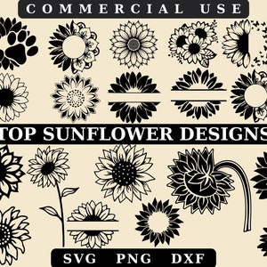 Girassol SVG, Girassóis Png, Verão Svg, Natureza SVG, Camisa Svg, meio girassol svg, monograma de girassol svg, Split Girassol svg, Flor Svg