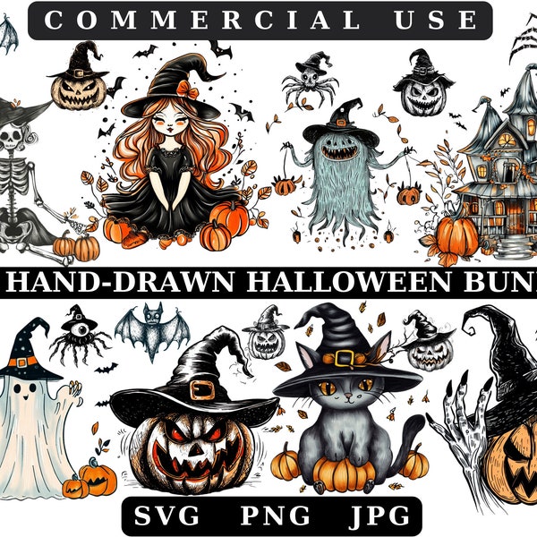 Clipart acquerello halloween png bundle pistola a mano 100 Sfondo trasparente, uso commerciale, grafica digitale, download istantaneo