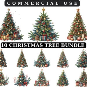 Kerstboom clipart, feestelijke hoge kwaliteit PNG, digitale download, kaart maken, kerstillustraties Instant Download voor commercieel gebruik