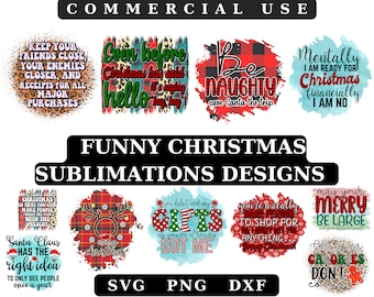 Funny Christmas Sublimation Designs: SVG, PNG, DXF Bundle