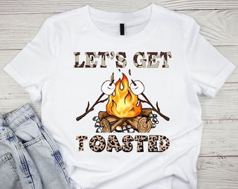 Let's Get Toasted Camping Design: Leopard Cowhide PNG SVG (Digital Download)