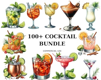 Clipart de cócteles de acuarela: Ilustraciones de bebidas exclusivas (Descarga digital)