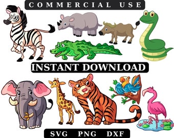 Animal SVG, Safari Animals SVG, Jungle Animals SVG, Cute Animals svg, Zoo Animals Clip Art, Baby Animals Cut Files,9
