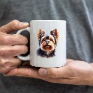 Clipart mug Yorkshire Terrier, idées cadeaux déco pour animaux de compagnie, cadeau chiot maman, taie de coussin chien mignon, cadeau pour amoureux des chiens, clipart usage Commercial