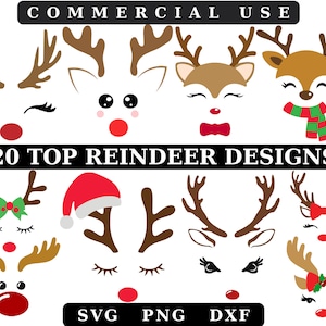 Rendier SVG, Kerst Rendier Gezichten SVG Bundel,Meisje Rendier SVG,Schattig Rendier Gezicht Svg,Kerst Svg,Rendier Rode Neus svg,Trendy Hert,9