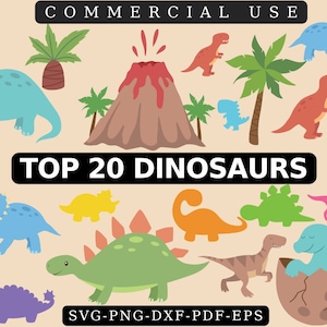 Dinosaur Clipart SVG Bundle: Dino Birthday Cut Files (Digital Download)