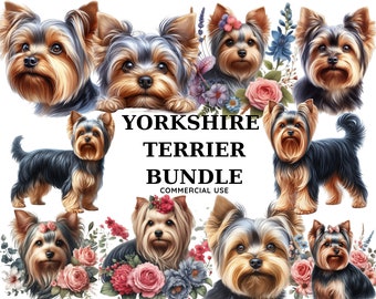 Watercolor Yorkshire Terrier Clipart: Dog Mom PNG, SVG, JPG (Digital Download)
