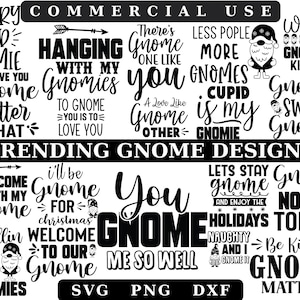 Gnome SVG Bundel, Gnome Gezegden Svg, Grappige Kabouters Citaten Png Svg, Vakantie Kabouter, Grappig Shirt Citaten, Svg Bestanden voor Cricut, Gnomes Instant Download