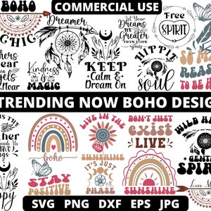 BOHO SVG BUNDLE - Boho svg - Rainbow Svg - Minimaliste Svg - Trendy Svg - Moon Svg - Arrow Svg - Butterfly Svg - Gypsy bundle For Shirt Svg