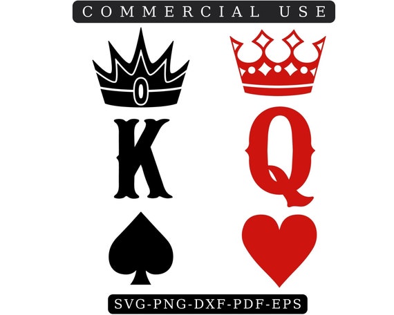 KING QUEEN SVG With Crown Playing Cards Casino Night Couple - Etsy