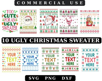 Ugly Christmas Sweater SVG Bundle: 10 Designs (Digital Download)