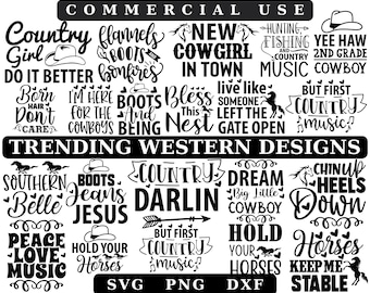 Western SVG Bundle: Cowboy, Country Quotes (Digital Download)