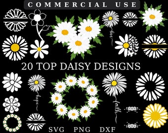 Daisy SVG Bundle: Flower Clipart, Cut Files for Cricut (Commercial Use)