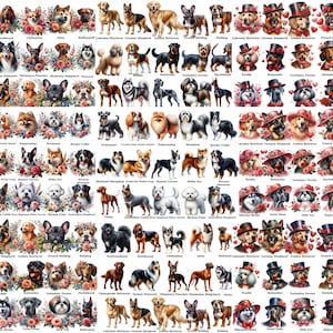 1000+ Dog Clipart Bundle Watercolor Puppy Dogs PNG, Dog Sublimation Designs,Cute Dogs Clipart PNG,Animal Clipart Commercial Use Scrapbooking