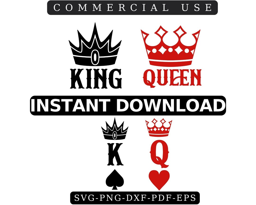 KING of Spades QUEEN of Hearts, Playing Cards, Casino Night Couple