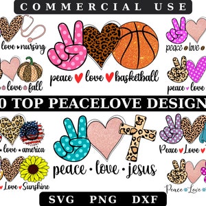Peace Love BUNDLE, Peace love svg, Hope Faith Love SVG, Graphic Tee Svg, Kindness SVG, Gym svg design, Peace Hand,Peace Sign, heart love svg
