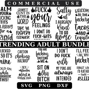 Sassy Adult SVG Bundle - Zabawne cytaty na koszulki i rękodzieło Śmiej się na głos z tym zabawnym pakietem Adult SVG - Idealny do tworzenia koszulek