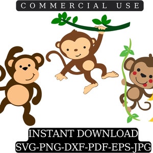 MONKEY SVG, SOFORT Download, Affe Clip Art, Baby Affe Svg Dschungel Svg Affe Svg Süßer Affe Svg Animal Svg Sweet Baby Monkey Cut Dateien