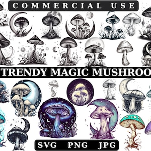 Mushroom Svg,Mushroom svg bundle,Mushroom Clipart,Mystical Moon Mushroom Svg,Magic mushroom svg,Boho Mushroom Clipart,mushroom shirt svg,Png
