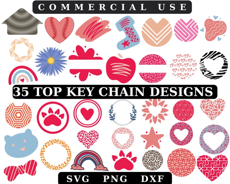 Different Keychains Design Keychain SVG Bundle: 35 Round Pattern Designs (for Commercial Use) - Etsy