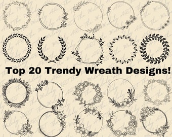 Trendy Wreath SVG Bundle: Floral Circle Frame Designs (Digital Download)