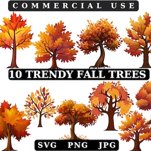 Autumn Tree Clipart,Watercolor Autumn Clipart,Fall Landscape Png Instant Download,Fall Scene Clipart,Autumn Scenery,Commercial Use