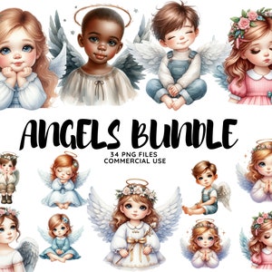 Kind Engel Clipart Png-Dateien Niedliche Engel Illustration Engel Kunst Scrapbooking Basteln Bundle Digitales Papier Karte Herstellung Kommerzielle Nutzung