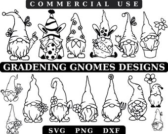 Garden Gnome SVG,Yard Gnome SVG,Gardening svg, flowers and butterflys,Summer gnomes svg,Black white outline,Gardening Quote SVG,Garden Sign