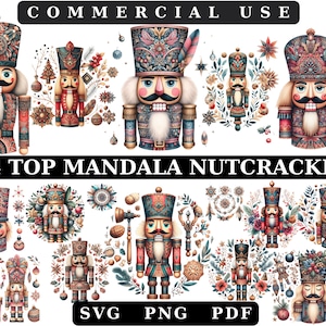 Quebra-nozes de Natal em aquarela Boho PNG Clipart Bundle, Clipart de férias de Natal, Clipart de decoração de Natal, Clipart de inverno em aquarela PNG