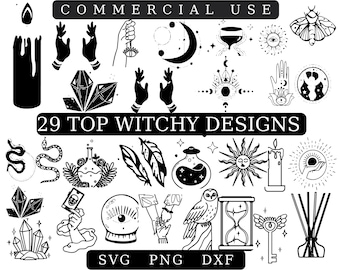 Witchy Clipart Bundle: Magic, Moon Phase SVG (Digital Download)