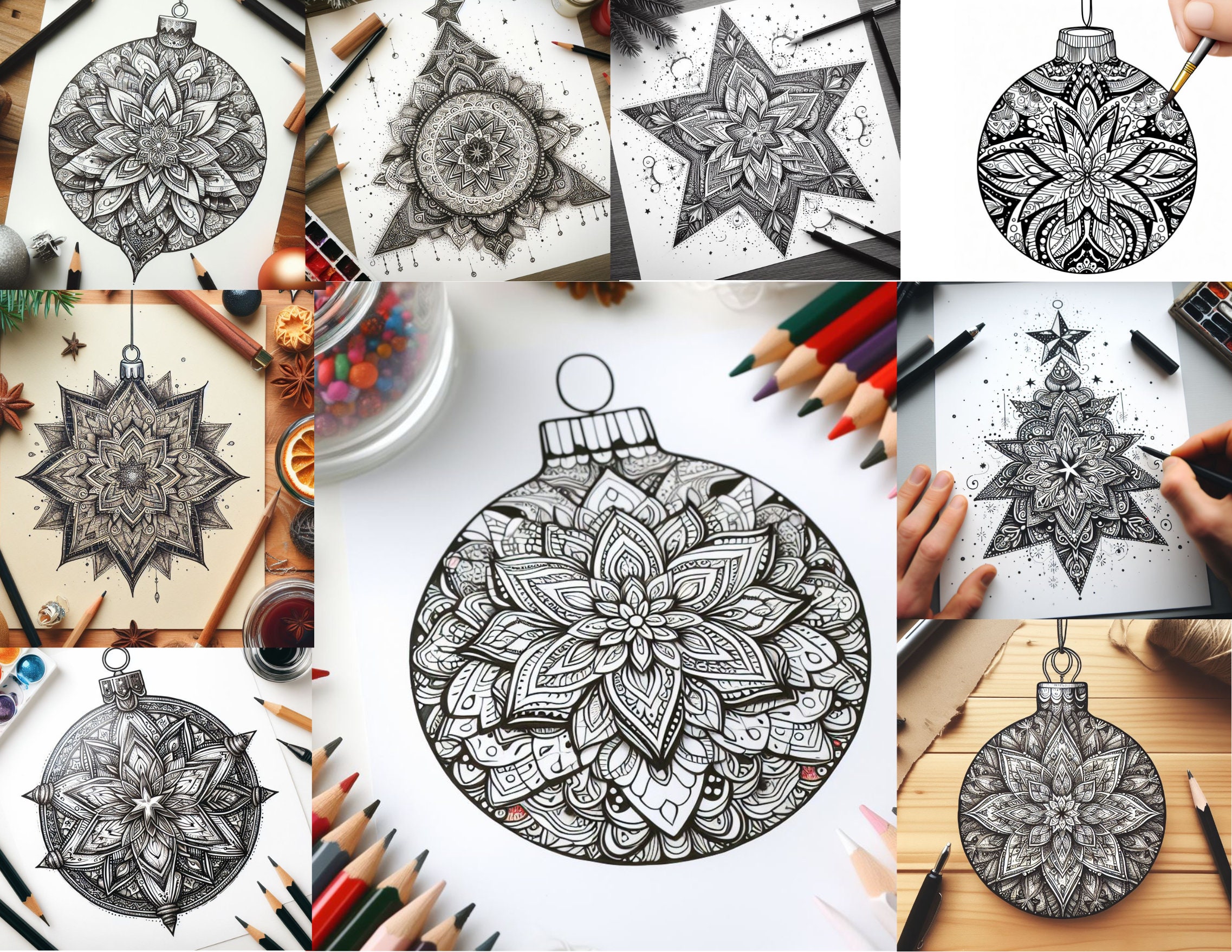  9 Pieces Large Mandala Sun and Moon Stencil Butterfly