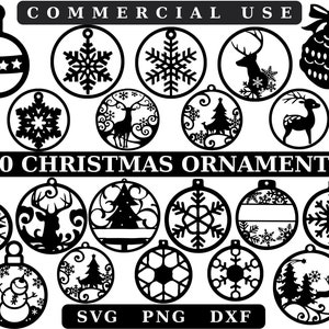 Kerst ornament svg bundel, Kerstmis svg, Vrolijke Kerstmis svg, Ornament Svg, Sneeuwman Ornament, Kerstcadeau, Kerstboom Decoraties, 10