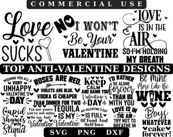 Anti Valentine SVG Bundle: Funny Valentine's Day Quotes (Digital Download)