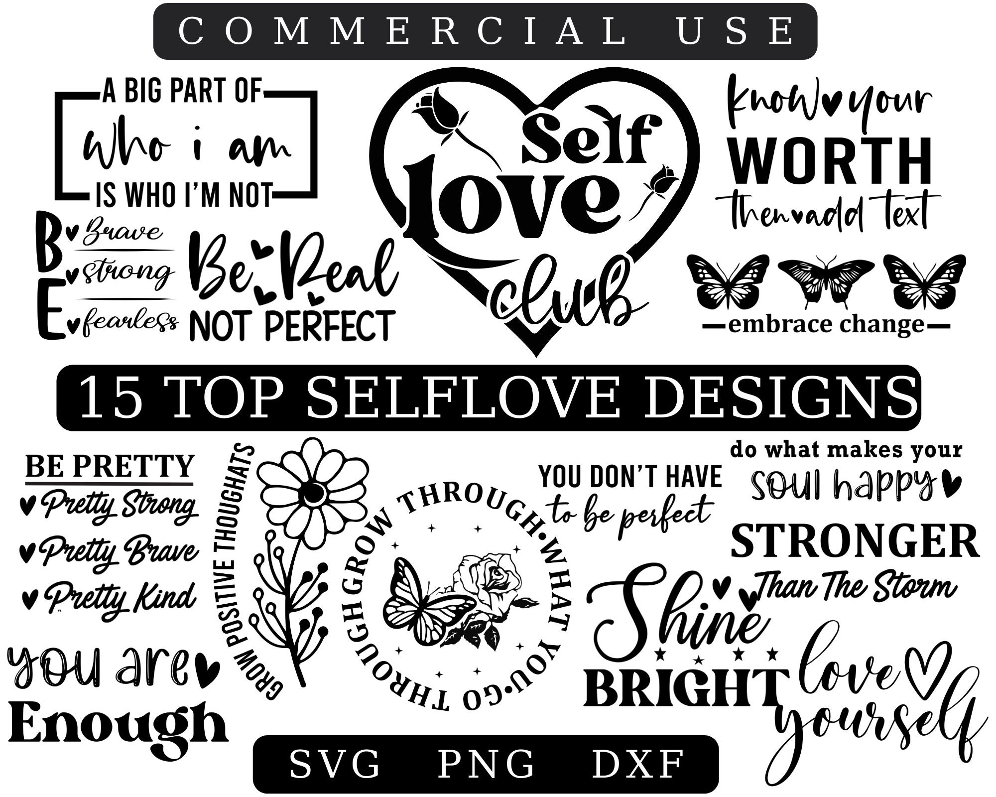 Self Love Club Bundle,mental Health Svg,heart Svg,inspirational Svg ...