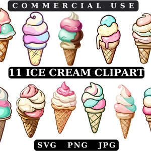 Ice Cream Cone Clipart: Summer Party SVG Bundle (Digital Download)