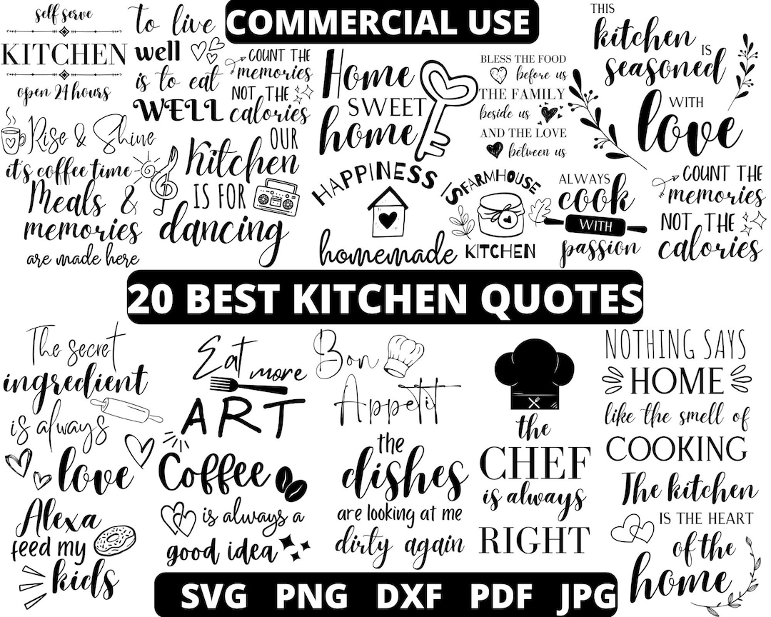 Kitchen Quotes SVG Bundle: Cooking \u0026 Baking Designs (digital Download) -  Etsy Norway, image size:1080x864