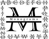 Split Monogram Alphabet: Fancy Letters SVG, PNG, DXF (Digital Download)