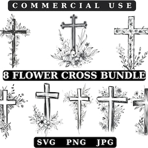 Floral Cross SVG, Cross SVG, Easter SVG, Religious, Cross Download for Cricut, Silhouette, Vector, Faith Svg, Religious Svg