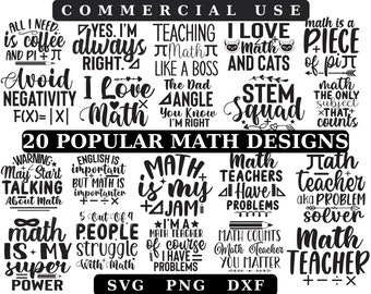 Paquete SVG para profesores de matemáticas: 20 diseños (descarga digital)