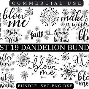 Dandelion SVG Bundle: Make a Wish, Blow Me, Kindness (Digital Files)
